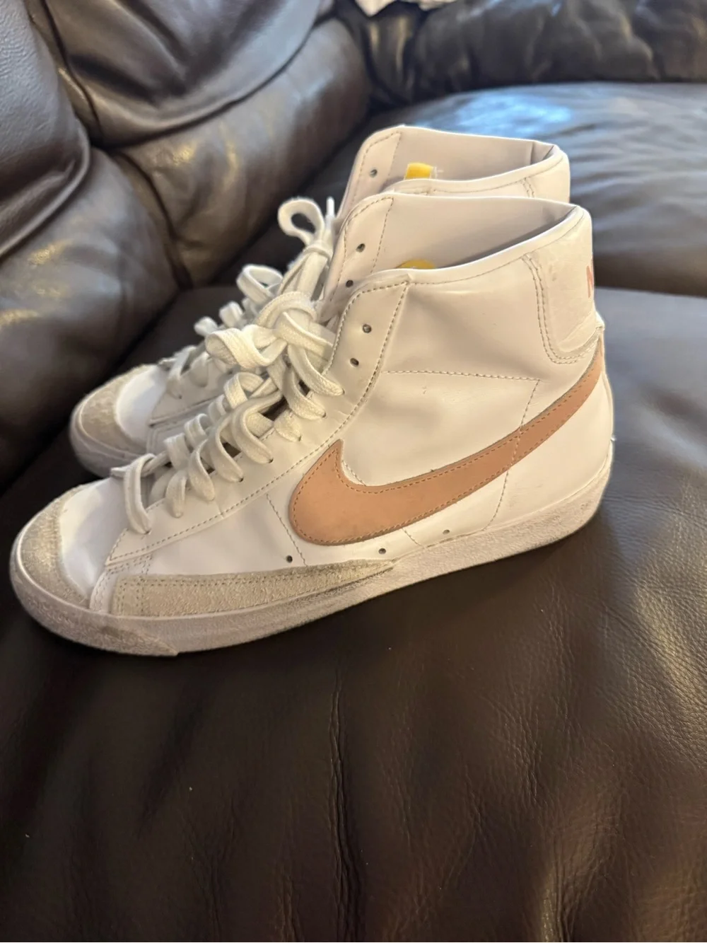 Nike Women’s High-Top Sneakers in White, Beige and Orange Accent